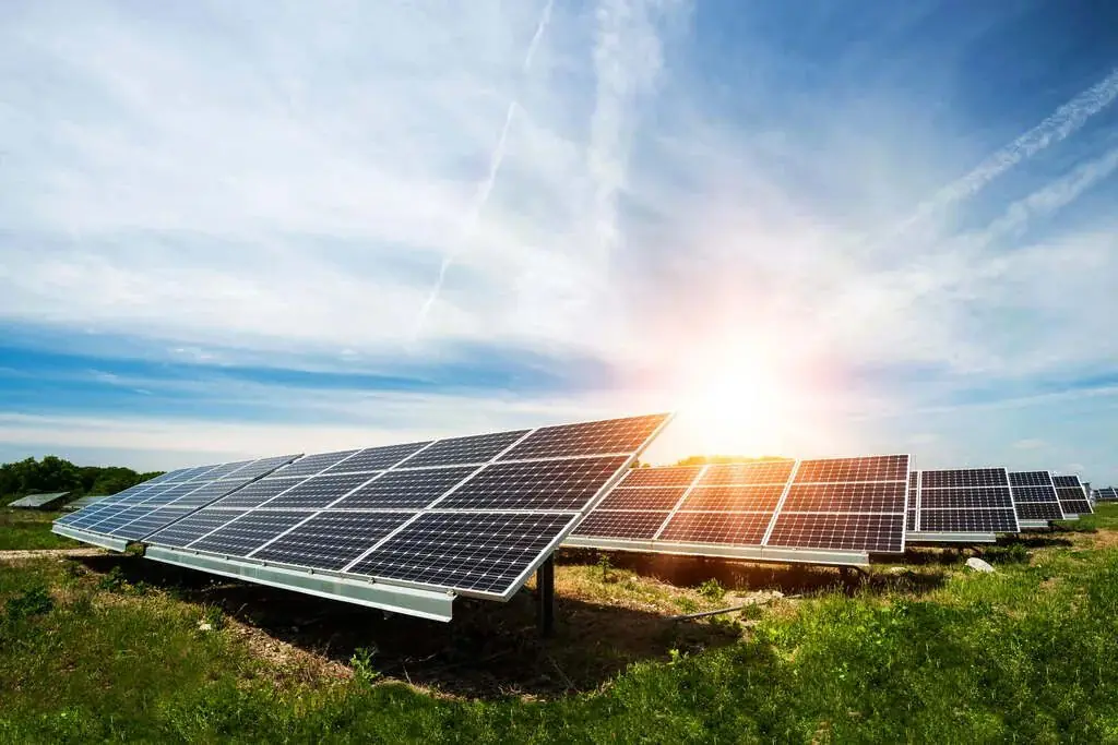 Solar panels in the afternoon sun