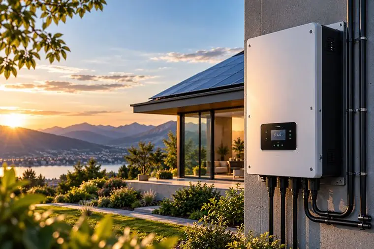 Smart inverter on a modern home wall